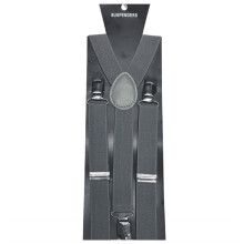 GASTROPOD Men's Elastic Polyester Suspenders, Adjustable 3-Clip, Heavy Duty, Light Gray, 2.5x100cm