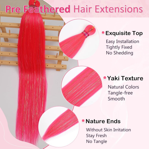 Cabelo pré-esticado rosa choque para tranças, 30 polegadas (76 cm), 2 pacotes.