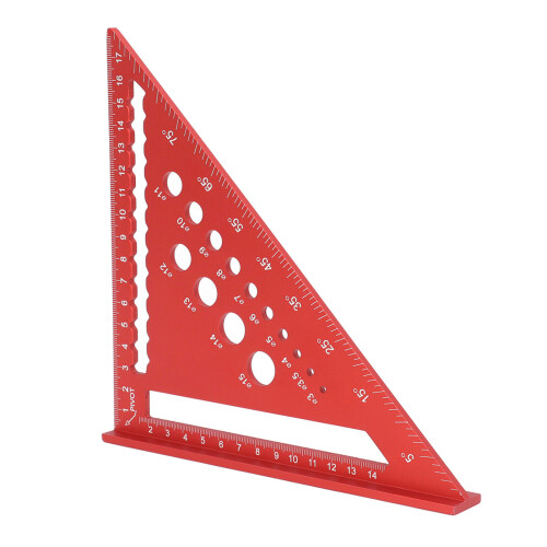 Regla triangular de aluminio de 7 pulgadas roja 17.78 cm 90