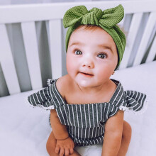 BYHONG Faixa de Cabelo Infantil com Laço para Meninas - Acessórios para Cabelo - Faixa de Cabelo Macia para Bebês - Verde - Tamanho Único