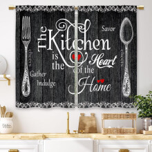 Rustic Daisy Vase Floral Kitchen Curtains, Green Wooden Farmhouse Short Cafe Tier Curtains (27.5x36"), Compatible with Country & Inspirational Themes