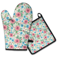 Pioneer Flower Ofenhandschuhe mit Blumenmuster, 2er-Pack, hitzebeständige Küchenhandschuhe, 19,5 x 30,5 cm