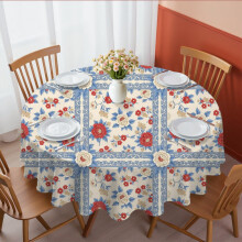 Nappe ronde Pioneer Flower à motif floral, 152 x 152 cm, infroissable et facile à nettoyer, idéale pour la cuisine, les repas, les pique-niques et