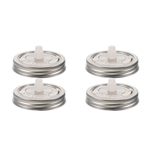 4Pièces Couvercles Fermentaire Bouchons Timer Acier Mason Argent 2