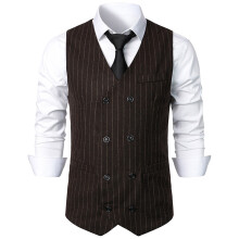 Mens Suit Vest Formal Single Breasted Sleeveless Classic Waistcoat Button Dress Suit Vest,Coffee