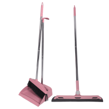 Nouveautés : Ensemble pelle et balai à poussière, serpillière à manche long, rose, pour le nettoyage ménager (entrée, cuisine).