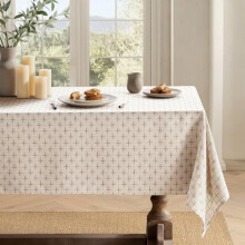 Beige linneduk vattentät rektangulär 132 x 182 cm
