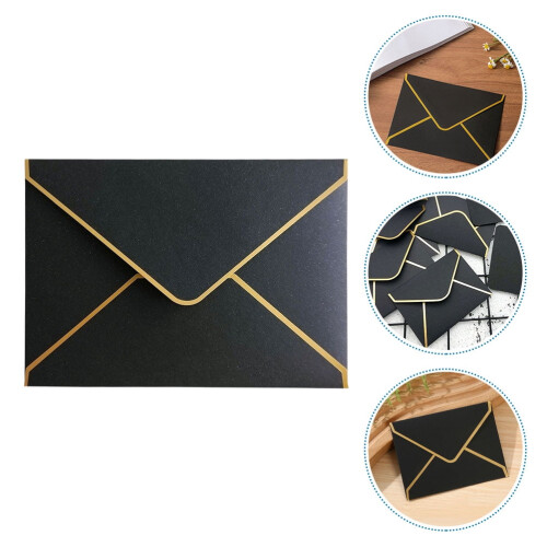 Envelopes para convite com borda metalizada preta, 7,27 x 5,31 polegadas (50 unidades)