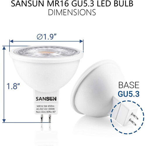 Λαμπτήρες Προβολέα MR16LED 5W GU5.3 12V Απαλό Λευκό (4 τεμάχια)