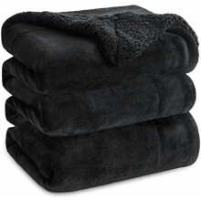 GentleSoft Sherpa Fleece Blanket King Size 108x90", Thick Warm Soft Plush Throw for Winter – Black