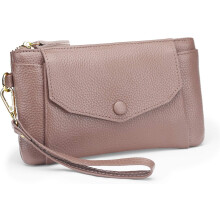 Damen-Handgelenktasche aus echtem Leder im Umschlagstil mit integriertem Handyfach, Kartenhalter und Clutch-Geldbörse