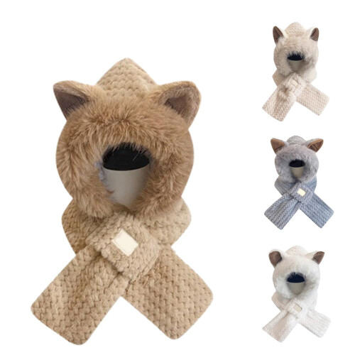 Fuchsohren-Mütze und Schal-Set, Beige, Einheitsgröße