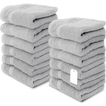 Asciugamani classici di lusso in cotone 33x33 cm - Cotone turco 650 g/m² | Asciugamani per il viso per hotel, spa e bagno | Confezione da 12