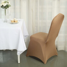 BalsaCircle Taupe Spandex Stretch-Stuhlhussen für Bankettstühle, einfarbig