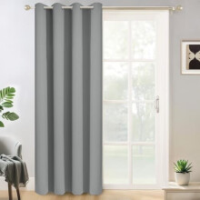 Wide Thermal Blackout Patio Door Curtain Panel, Dove Grey Grommet, Insulated for Sliding Glass Doors, W52xL84, 1 Panel, compatible with standard
