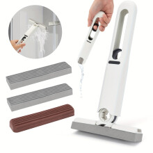 Mini fregona con 3 cabezales, giratoria y fácil de usar en rincones. El cabezal de limpieza es lavable y fácil de manejar y reemplazar.