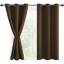Blackout Curtains 38x54", Thermal Insulated, Grommet Top, Noise Reducing, Light Blocking, Set of 2, Brown – Compatible with Standard Rods