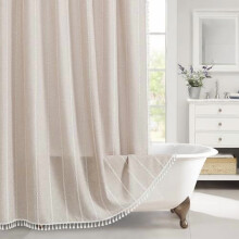 Cortina de chuveiro estilo boho campestre na cor taupe, 183 x 244 cm (72 x 96 polegadas)