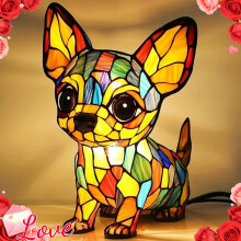 1 lampada a forma di cane Chihuahua – Lampada da scrivania e da comodino 3D a forma di cucciolo seduto, a bassa tensione, luce notturna luminosa