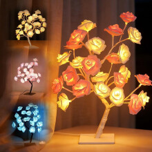 LED lampa Rose Tree, farebné kvetinové stolové svetlo