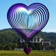 Herzförmiger kinetischer Windspinner – Lila & Grün