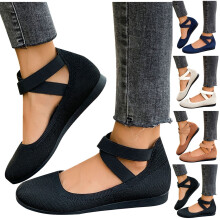 Scarpe eleganti da donna Itsun, scarpe basse comode e alla moda con cinturino elastico alla caviglia, colore bianco, taglia US 9