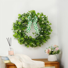 Guirlanda de trevo verde para o Dia de São Patrício, 40 cm (15,75 polegadas)