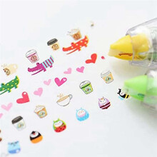 6PCS DIY Cute Animals Press Type Decorative Pen - DIY Lace Decoration Tape Pen, Kawaii Animals Decorative Masking Tape