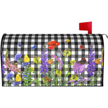 Couvercle magnétique pour boîte aux lettres - Fleurs printanières, feuilles vertes, papillons