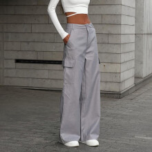 lulshou Damenmode Cargohose, gerade geschnitten, schmal geschnitten, Arbeitshose, Freizeithose mit Taschen
