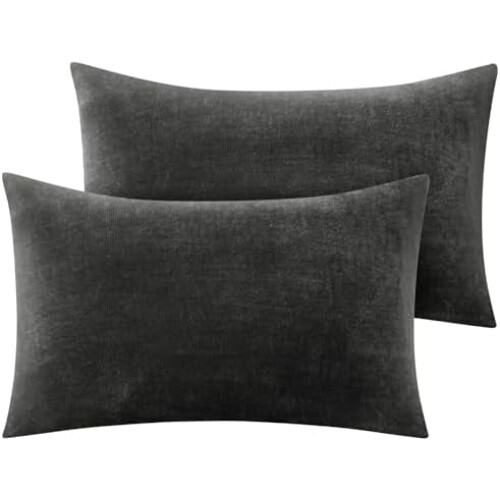 Flanellörngott, set med 2 – 50x91 cm, mörkgrå