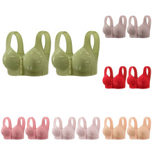 Sutiãs sem costura para mulheres, sutiã push-up, pacote com 2 unidades, tamanho grande, fecho frontal, cobertura total, sem costura e sem aro, bege.