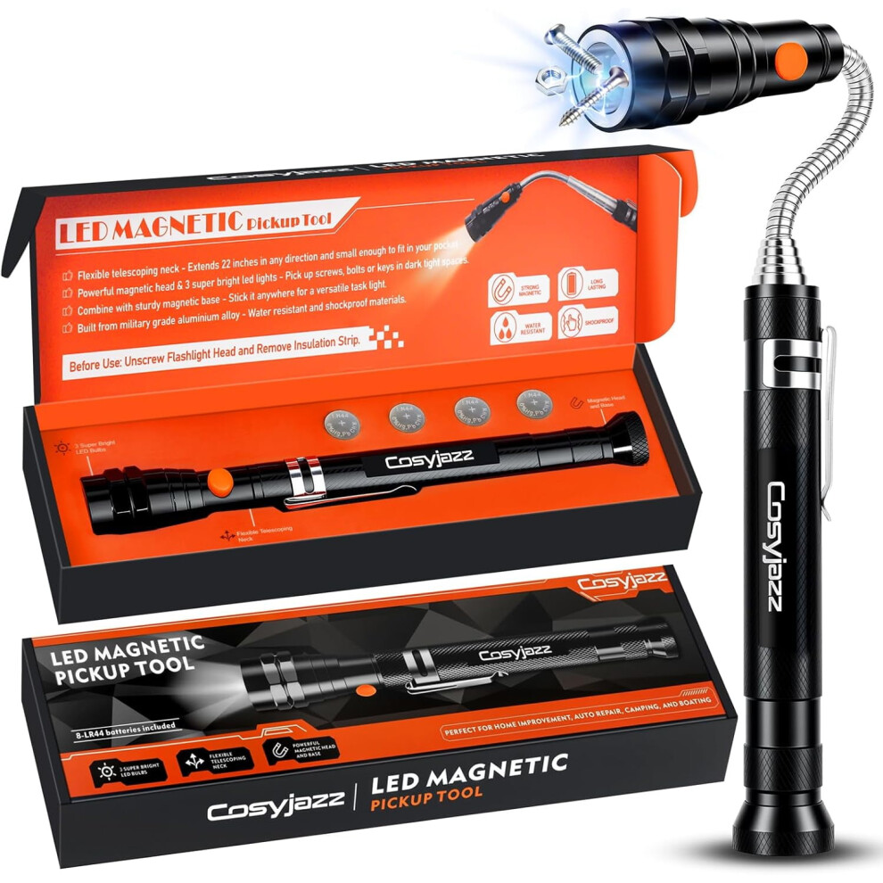 Magnetic Pickup Tool With Led Flashlight, 22" Extendable 9499224315617