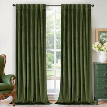 Dark Green Velvet Curtains 52x84 Inch Thermal Blackout Set