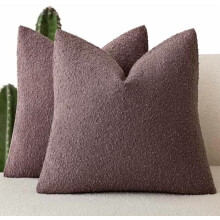 Donkerpaarse bouclé kussenhoezen 24x24 inch, set van 2