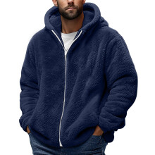 Sweat à capuche zippé bleu marine décontracté pour homme, taille XXXL