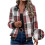 Damen Flanell-Karo-Shacket Langarm-Freizeitjacke Rot 1