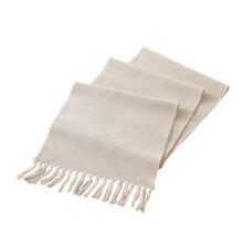 Tischläufer aus Baumwolle mit Quasten, 160 x 33 cm, Beige