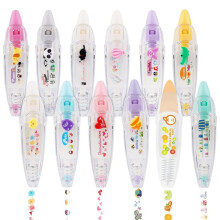 DIY Cartoon Press Type Decoratieve Pen, Ally-Pocket Tape Pen, Schattige Dieren Scrapbooking Dagboek Decoratie Tape Pen, C-12 Stuks