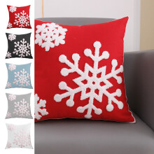 Capa de almofada de Natal com estampa de flocos de neve em algodão e linho.