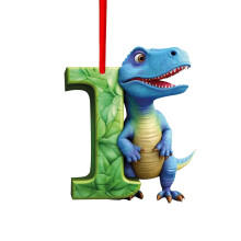 Świąteczne ozdoby w kształcie liter z dinozaurami – 26 elementów akrylowych