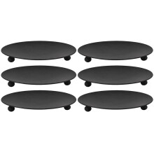 Set van 6 zwarte ijzeren kandelaars