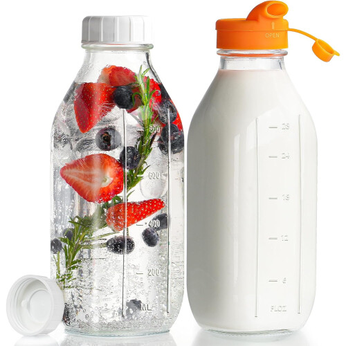 32-Unzen-Glasmilchflasche mit Silikon-Spenderdeckel