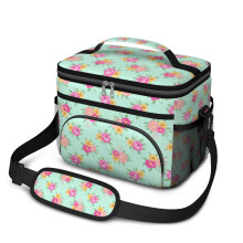 Sac à lunch isotherme à motif floral pour femmes et hommes – Étanche, bandoulière réglable, 25,4 x 17 x 20,3 cm, compatible avec les boîtes