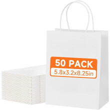 Bolsas de regalo pequeñas de papel kraft con asas (5,8 x 3,2 x 8,25 pulgadas)