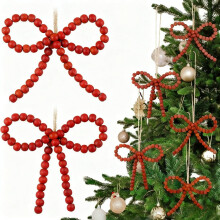Stück burgunderrote Holzperlenschleifen für den Weihnachtsbaum