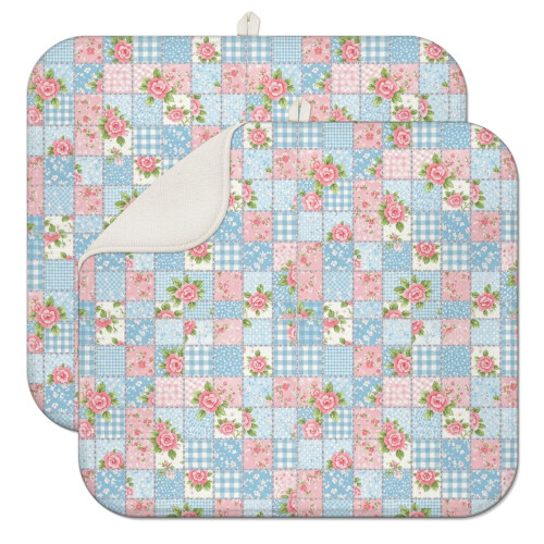 Tapete de secagem de louça Floral Kitchen, 40x45cm, em microfibra.