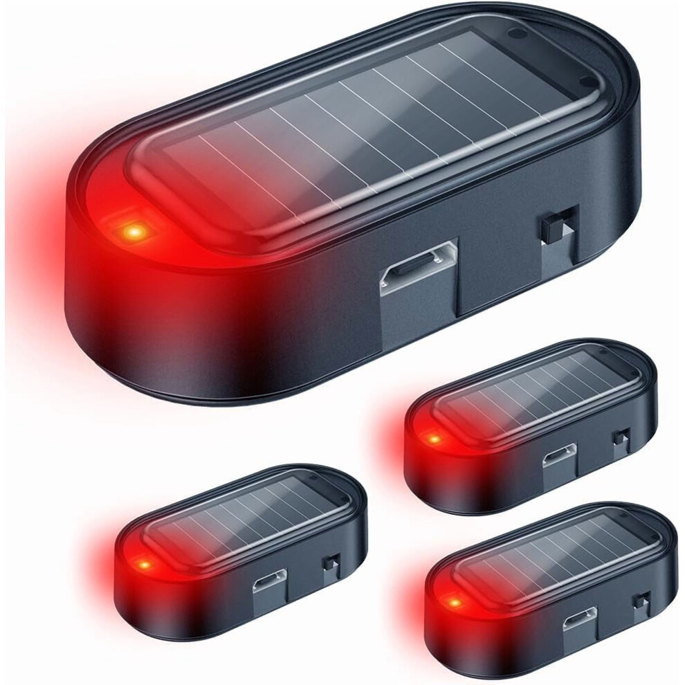 Car Solar-Powe Fake Alarm With Led Flashing Usb Port & Â 4Pcs, Compatible With All Cars Light/Red 9193271695189