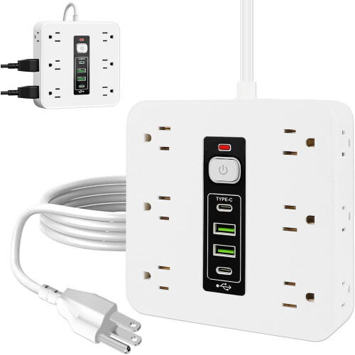 Πολύπριζο προστασίας από υπερτάσεις 16 σε 1 – 12AC, 2USB-C, 2