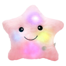 14'' Creative Twinkle Star Glowing LED Night Light Plush Pillows Light up Stuffed Animal Toys Birthday for Toddler Kids(Pink)